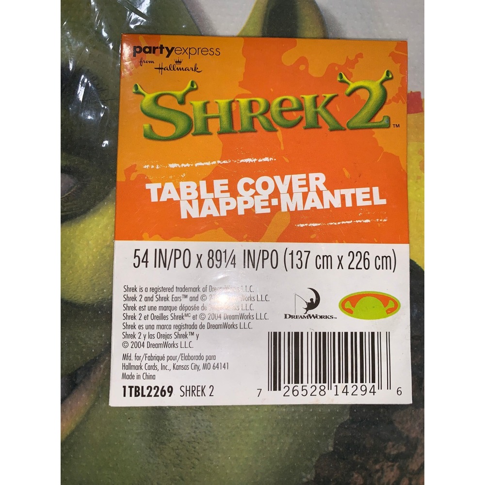 Vintage Shrek 2 Party Express Hallmark Table Cover 54x89 Plastic Tablecloth 2004 - Picture 5 of 5